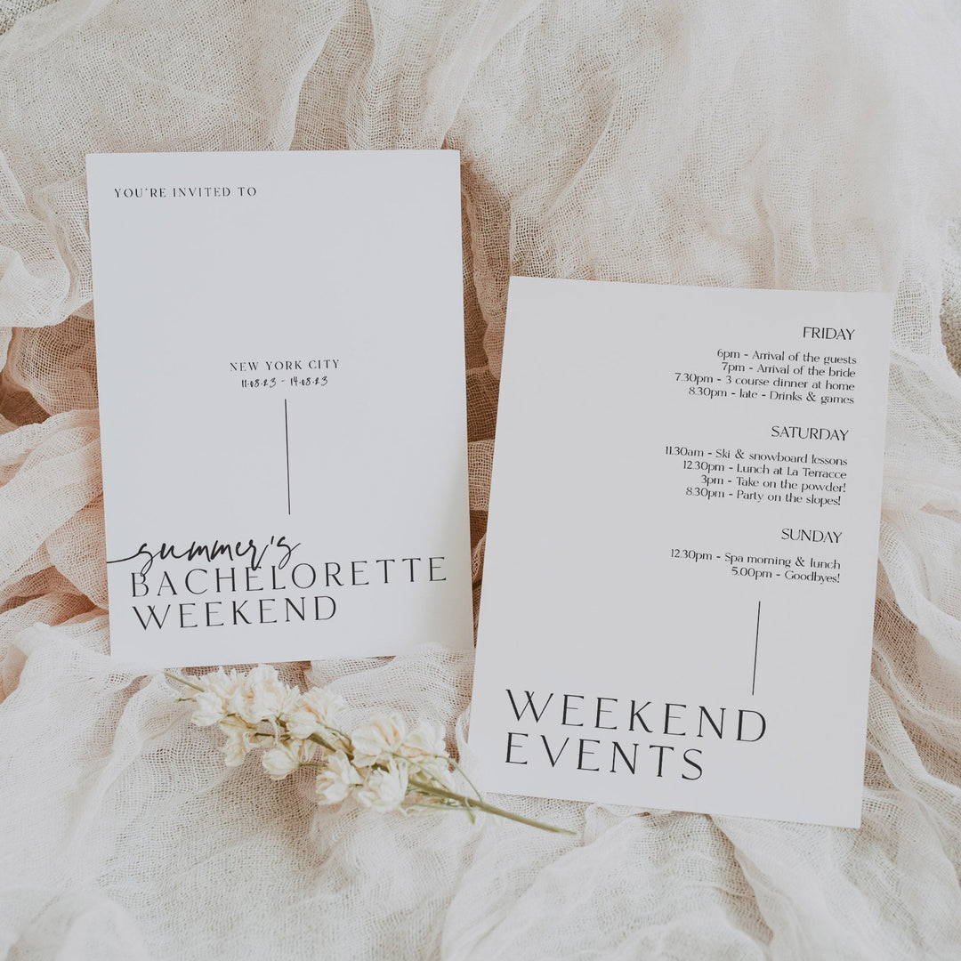 Fully editable, printable and mobile bachelorette invitation and welcome signs with a modern minimalist design. Perfect for a modern minimalist Bachelorette themed party