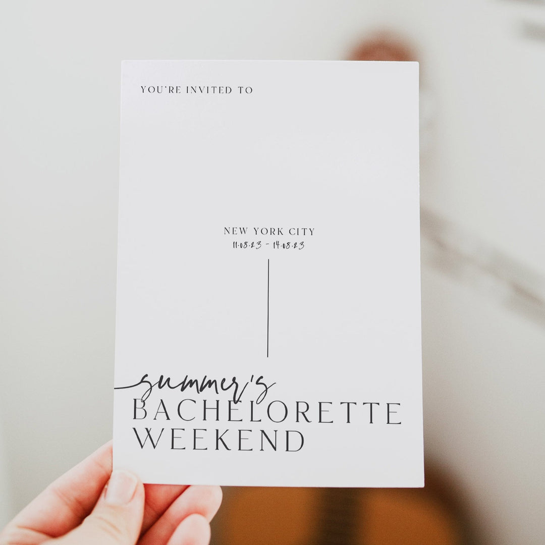 Fully editable, printable and mobile bachelorette invitation and welcome signs with a modern minimalist design. Perfect for a modern minimalist Bachelorette themed party