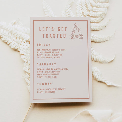Fully editable and printable bachelorette invitations with a pine cabin design. Perfect for a cabin adventure Bachelorette themed party