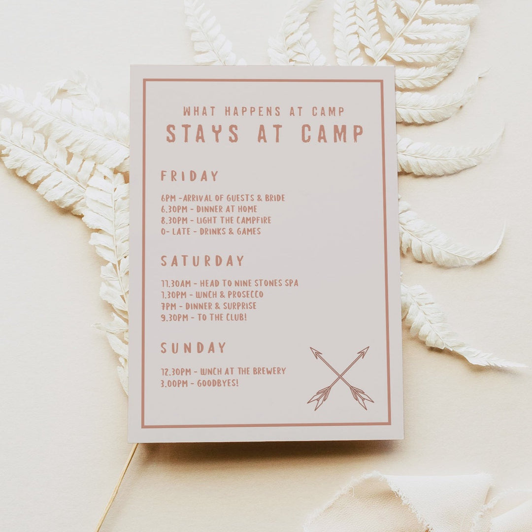 Fully editable and printable bachelorette invitations with a pine cabin design. Perfect for a cabin adventure Bachelorette themed party