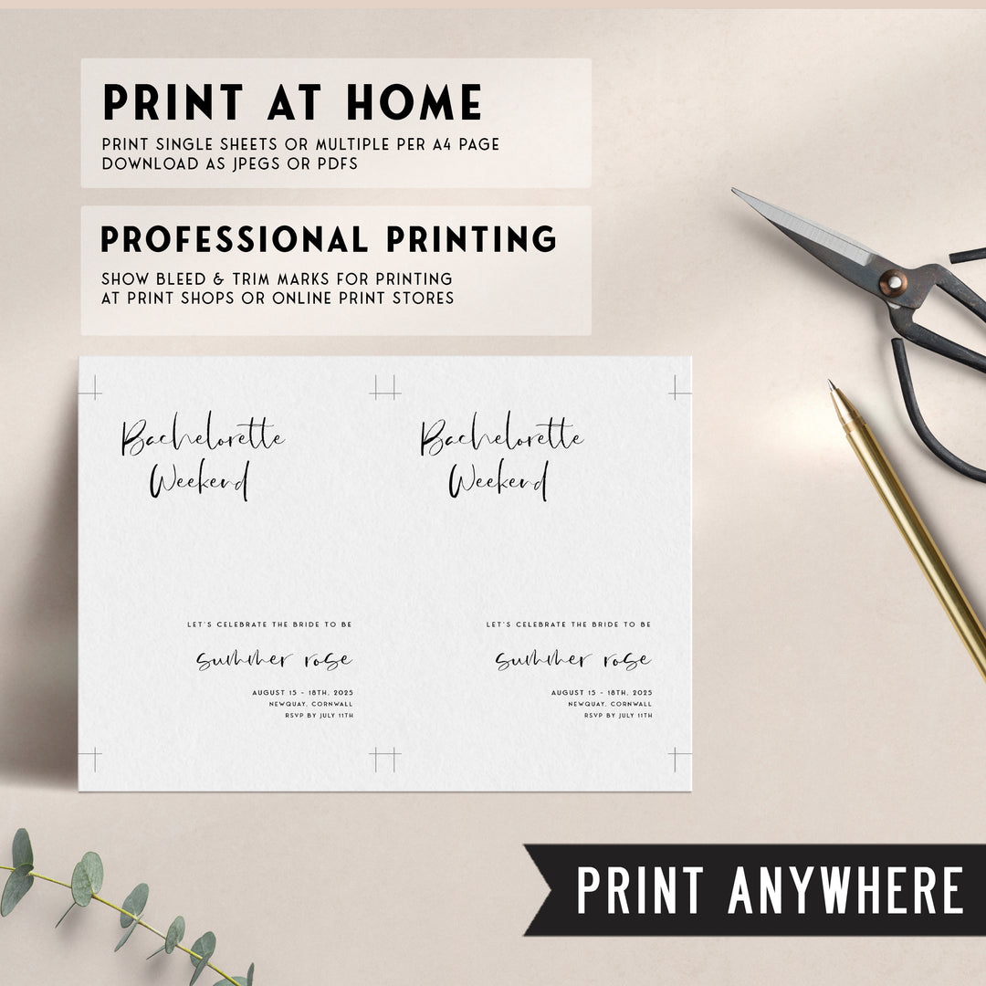 Fully editable and printable bridal shower invitations with a modern minimalist design. Perfect for a modern simple bridal shower themed party