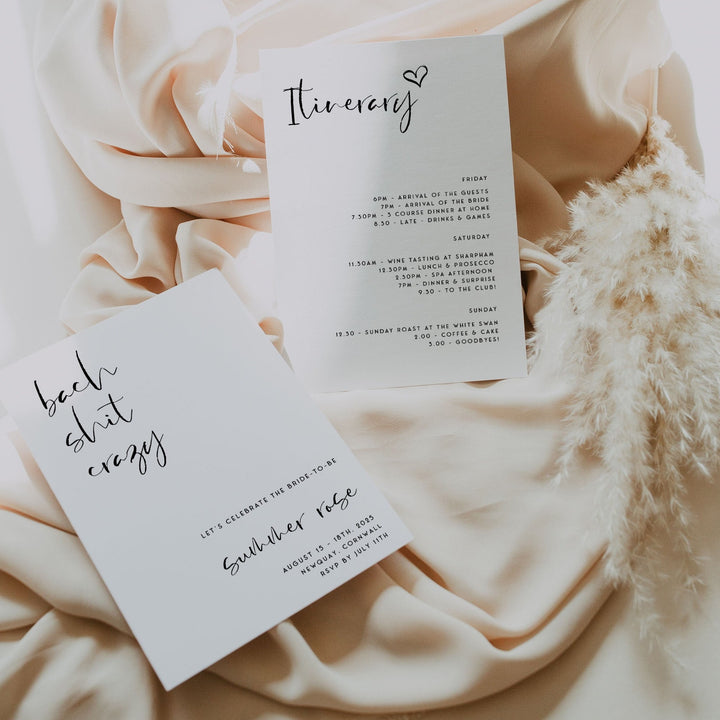 Fully editable and printable bach shit crazy invitation with a modern minimalist design. Perfect for a modern simple bridal shower themed party