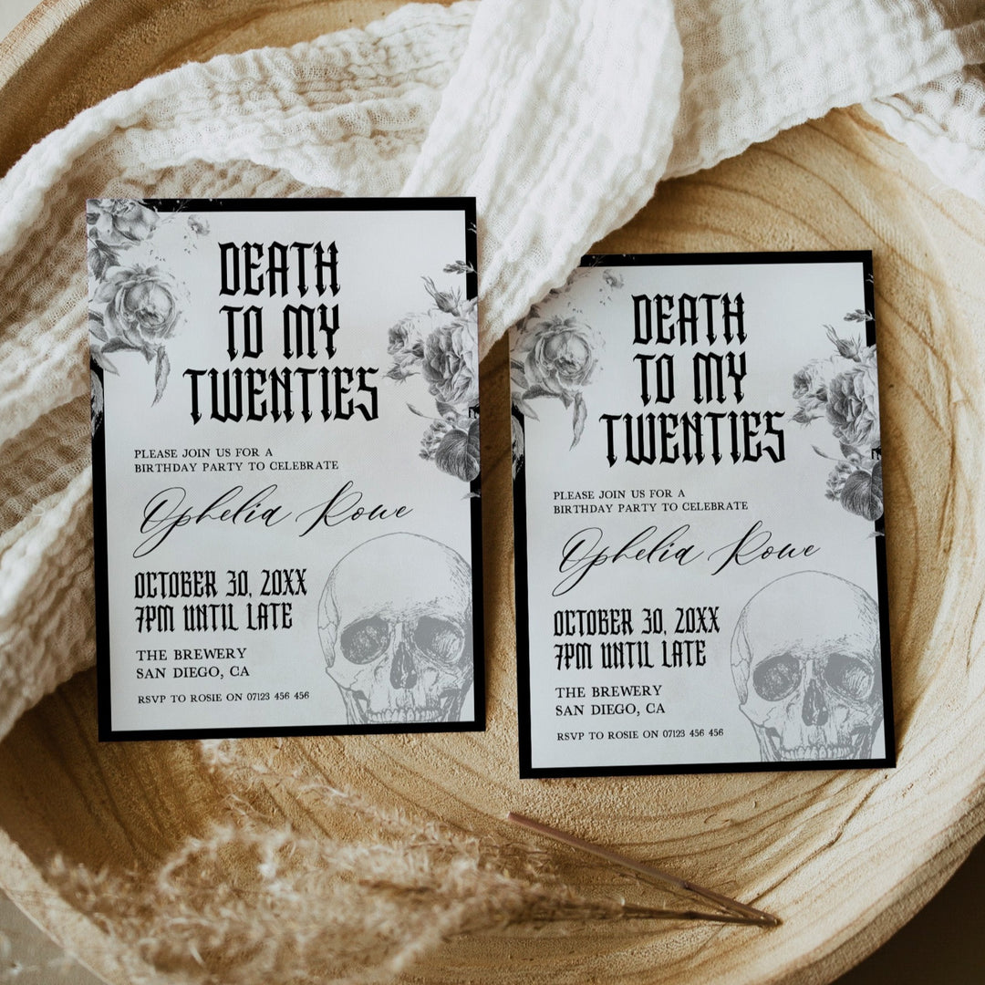 Death to My 20s Invitation - RIP