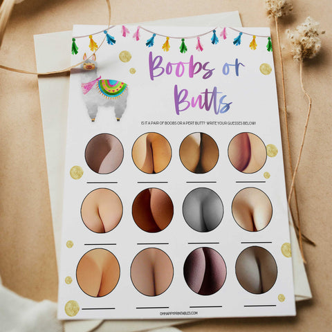 boobs or butts game, Printable baby shower games, llama fiesta fun baby games, baby shower games, fun baby shower ideas, top baby shower ideas, Llama fiesta shower baby shower, fiesta baby shower ideas