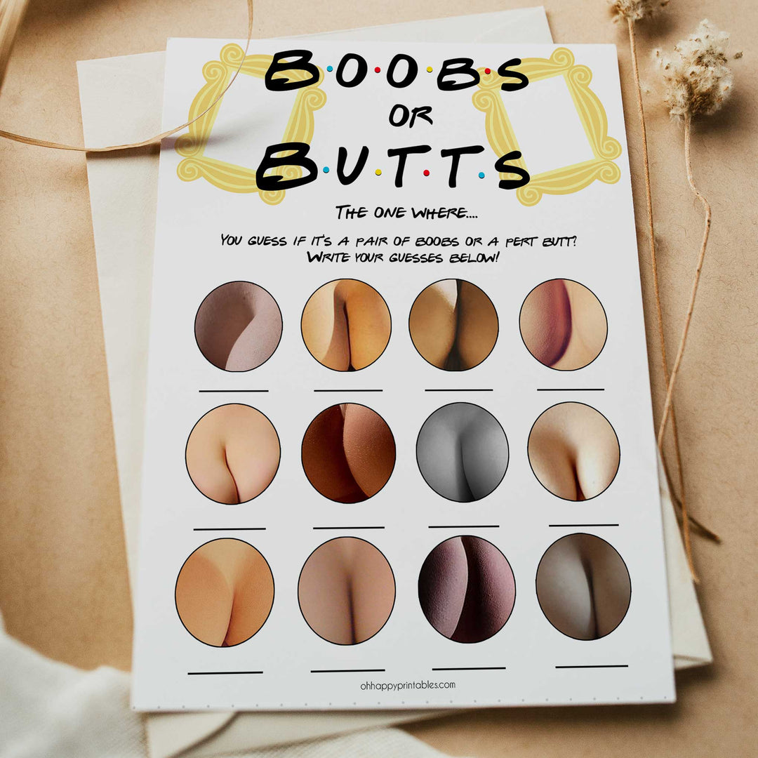 boobs or butts baby game, Printable baby shower games, friends fun baby games, baby shower games, fun baby shower ideas, top baby shower ideas, friends baby shower, friends baby shower ideas