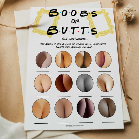 boobs or butts baby game, Printable baby shower games, friends fun baby games, baby shower games, fun baby shower ideas, top baby shower ideas, friends baby shower, friends baby shower ideas