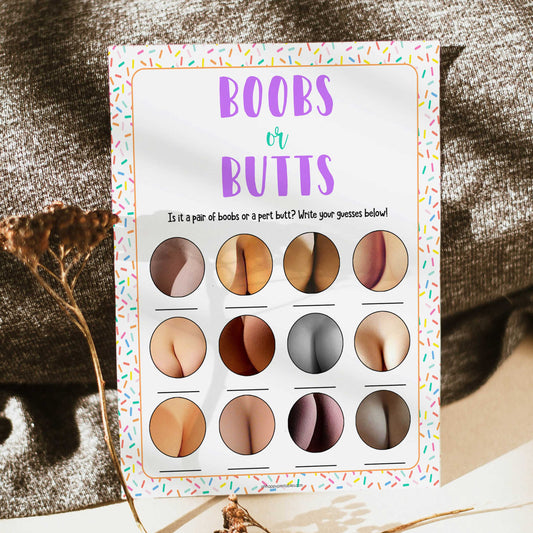 boobs or butts game, Printable baby shower games, baby sprinkle fun baby games, baby shower games, fun baby shower ideas, top baby shower ideas, sprinkle shower baby shower, friends baby shower ideas