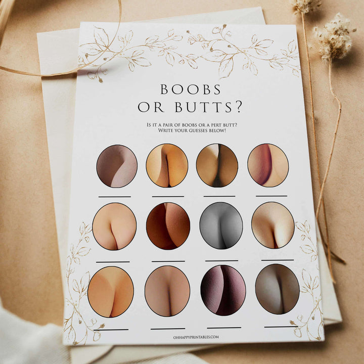 boobs or butts baby game, Printable baby shower games, gold leaf baby games, baby shower games, fun baby shower ideas, top baby shower ideas, gold leaf baby shower, baby shower games, fun gold leaf baby shower ideas