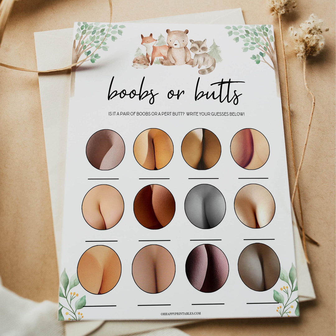 boobs or butts baby game, Printable baby shower games, woodland animals baby games, baby shower games, fun baby shower ideas, top baby shower ideas, woodland baby shower, baby shower games, fun woodland animals baby shower ideas