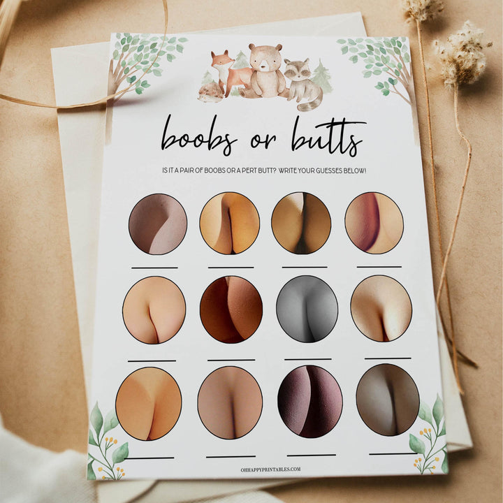 boobs or butts baby game, Printable baby shower games, woodland animals baby games, baby shower games, fun baby shower ideas, top baby shower ideas, woodland baby shower, baby shower games, fun woodland animals baby shower ideas