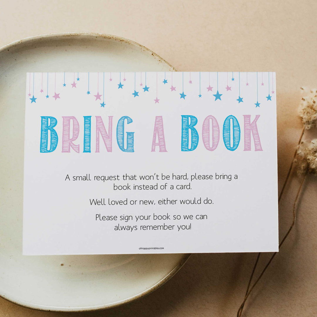 gender reveal baby games, bring a book baby game, baby invite insert, bring a book, top 10 baby games, printable baby games, fun baby games