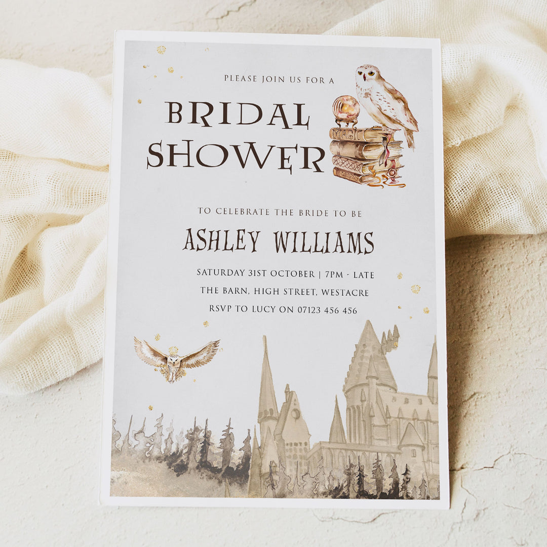 editable bridal shower invitations, printable bridal shower invitations, harry potter bridal invitations