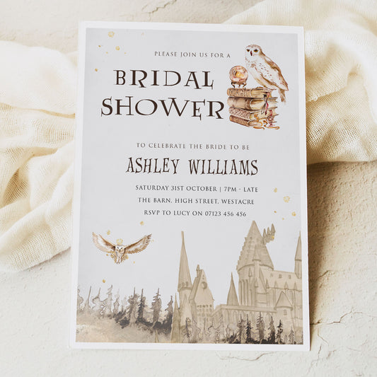 editable bridal shower invitations, printable bridal shower invitations, harry potter bridal invitations