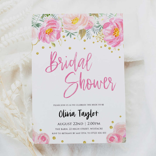 editable bridal shower invitation, bridal shower invite, blush gold bachelorette invitation, editable bridal shower invitations, corjl invite, bachelorette party invite, floral bridal invite