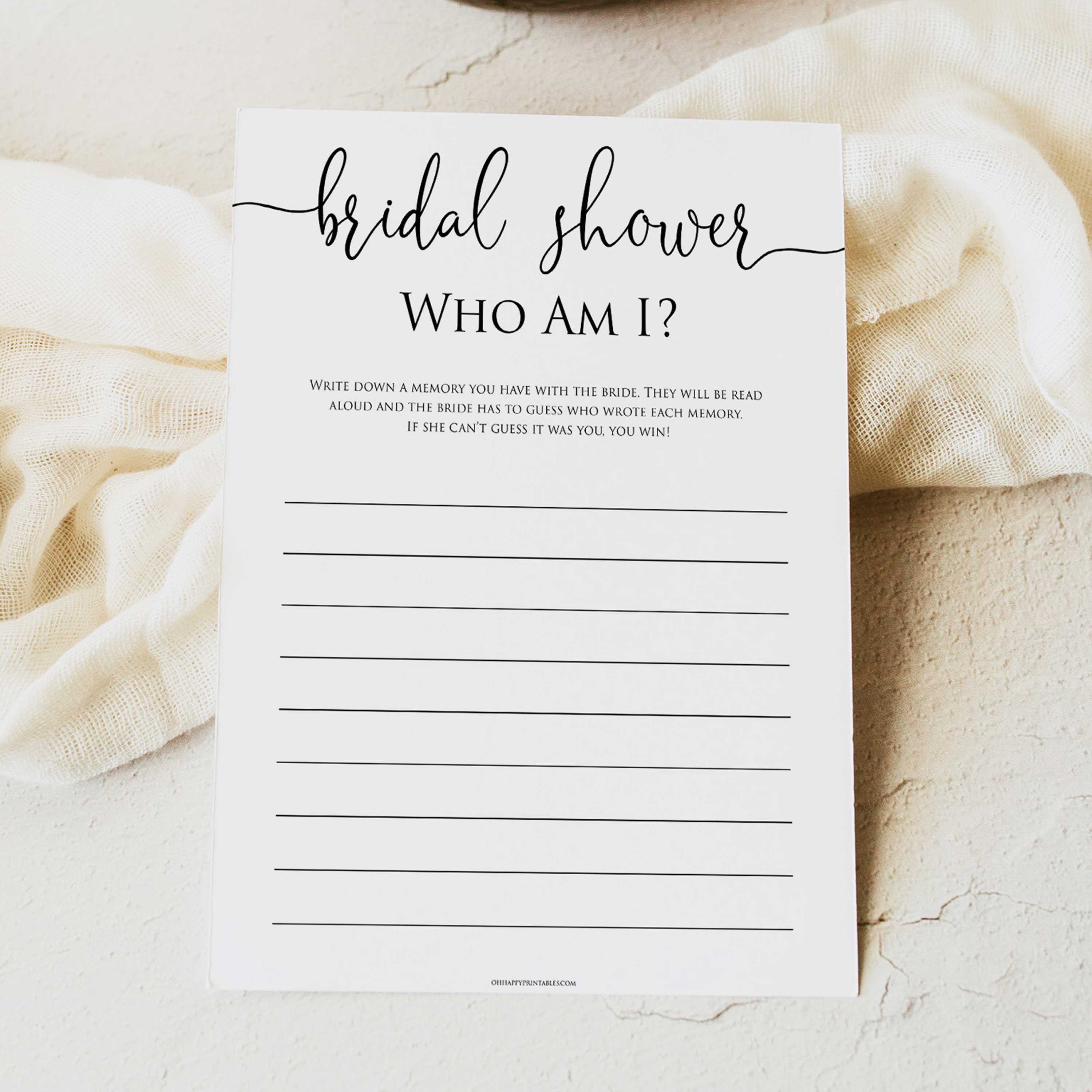 minimalist bridal shower games, bridal who am I, bridal shower games bundle, printable bridal games, bridal shower games, how knows the bridal, top bridal shower games