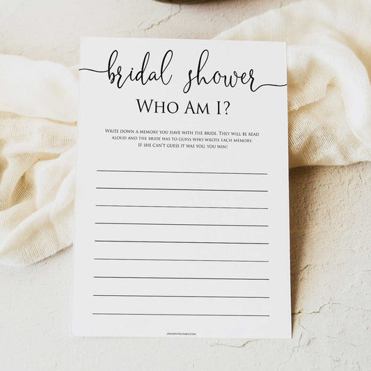 minimalist bridal shower games, bridal who am I, bridal shower games bundle, printable bridal games, bridal shower games, how knows the bridal, top bridal shower games