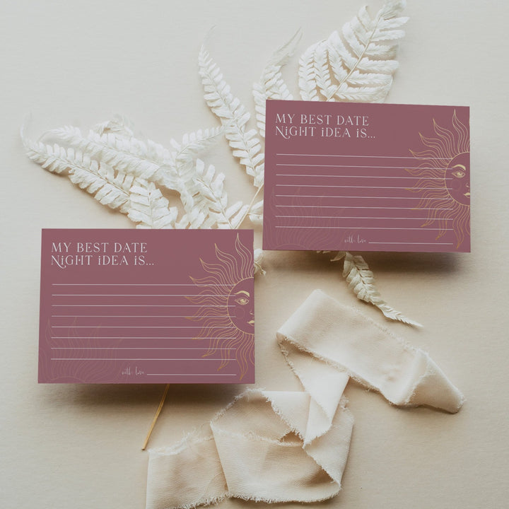 Fully editable and printable bridal shower date night jar game with a celestial design. Perfect for a celestial bridal shower themed party