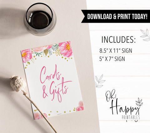 gifts and cards sign, build memories sign, printable bridal shower games, blush floral bridal shower games, fun bridal shower games