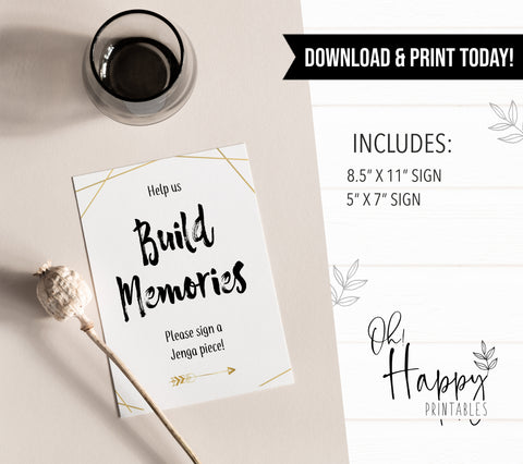 Build Memories Jenga Sign - Bride Tribe