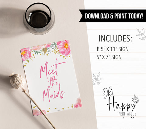 meet the maids, printable bridal shower games, blush floral bridal shower games, fun bridal shower games