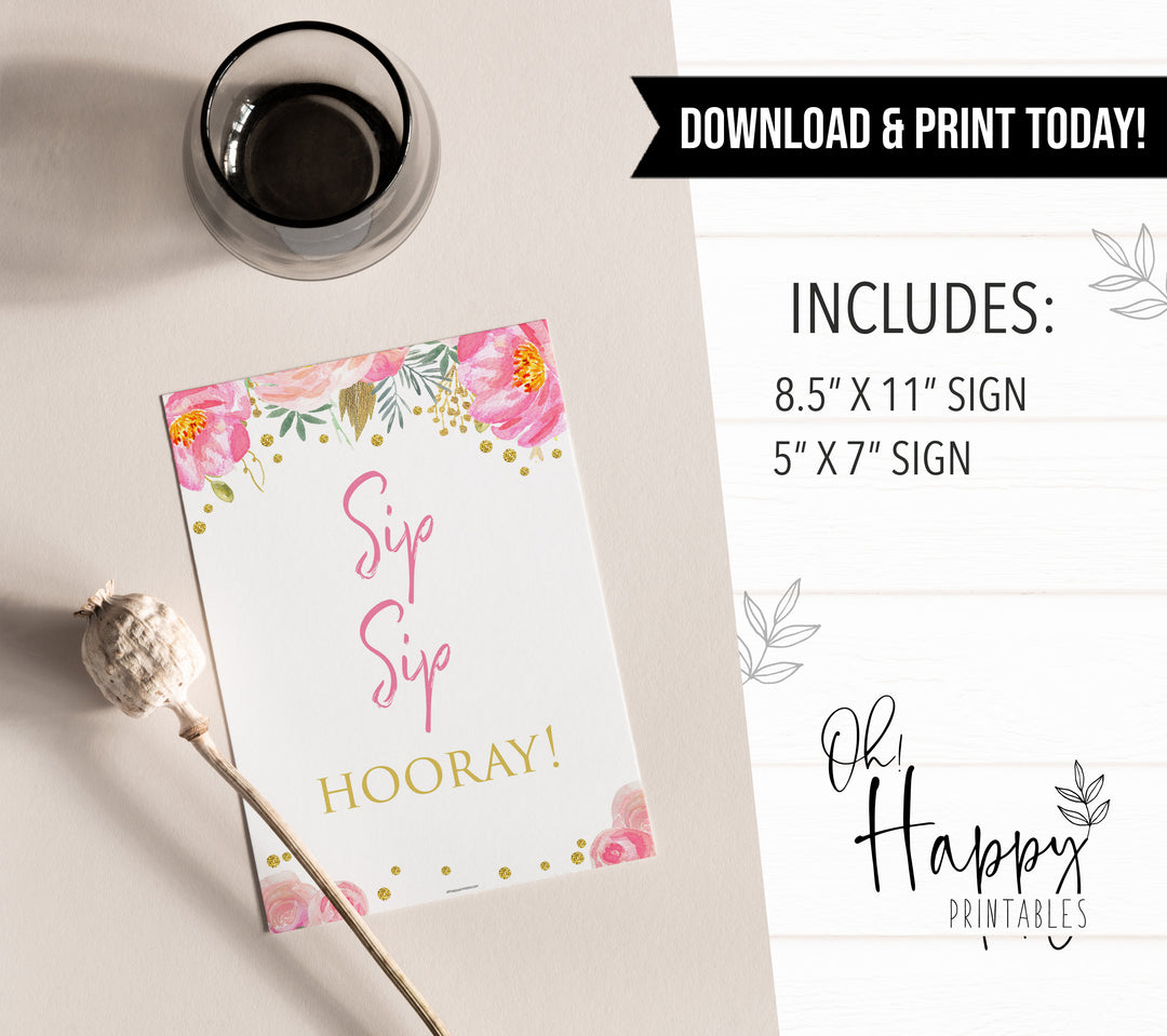 sip sip hooray, printable bridal shower games, blush floral bridal shower games, fun bridal shower games