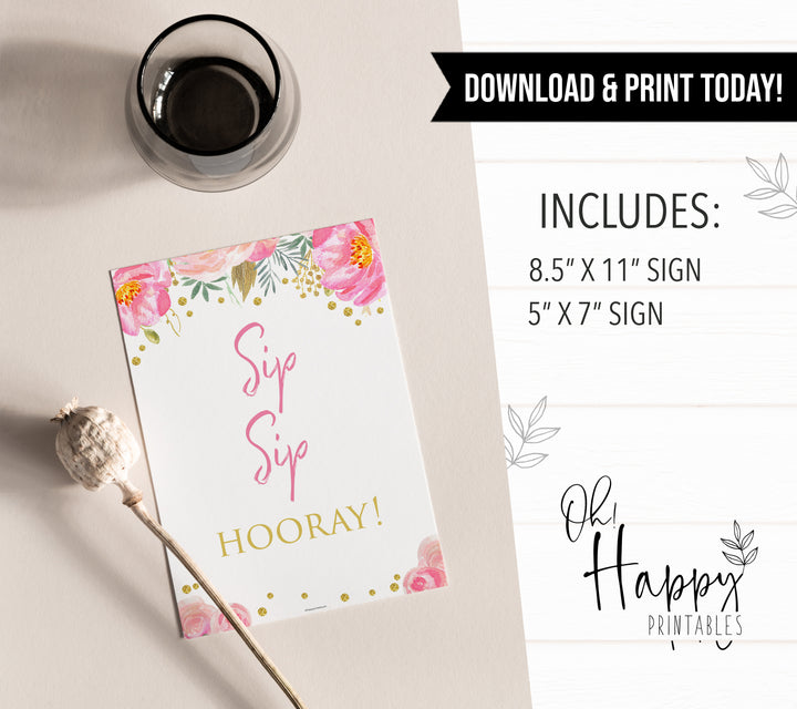 sip sip hooray, printable bridal shower games, blush floral bridal shower games, fun bridal shower games