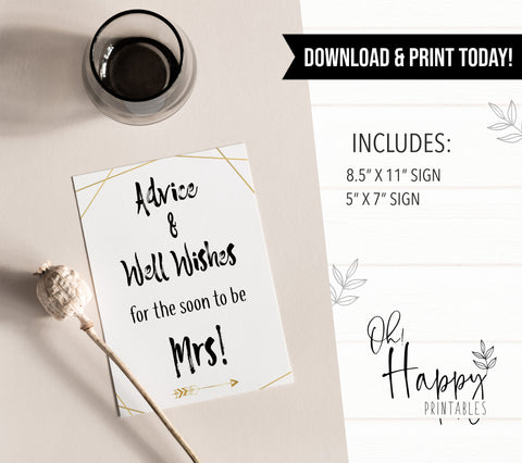 advice and well wishes for the bride to be, bridal shower signs, printable bridal shower signs, bride tribe bridal shower