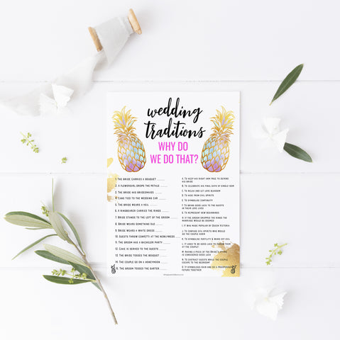 Wedding Traditions Trivia Game - Gold Pineapple