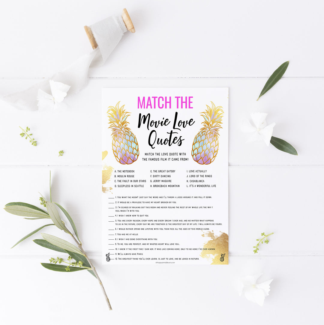 Match the Movie Love Quotes - Gold Pineapple