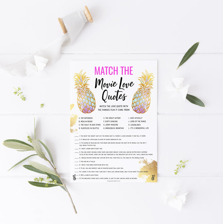 Match the Movie Love Quotes - Gold Pineapple