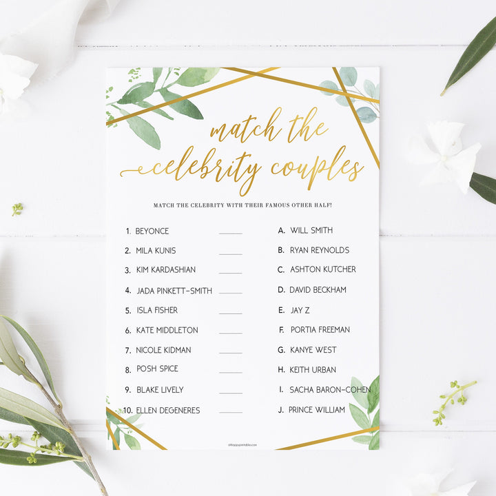 Match Celebrity Couples Game - Gold Greenery