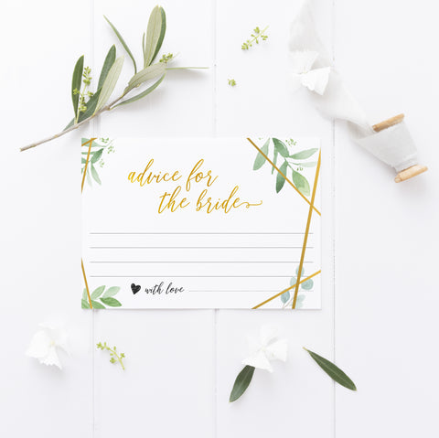 advice for he bride floral gold geometric bridal shower games