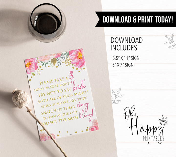 please take a ring game, printable bridal shower games, blush floral bridal shower games, fun bridal shower games