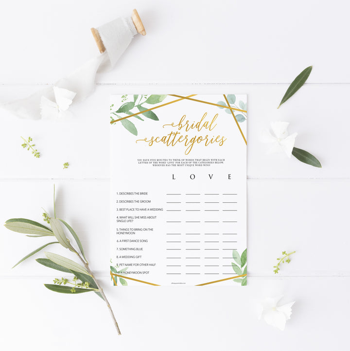 Bridal Scattergories - Gold Greenery