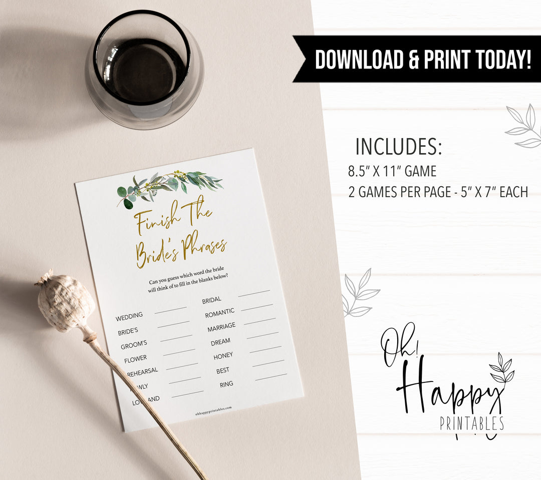 Finish The Brides Phrase - Eucalyptus Leaf