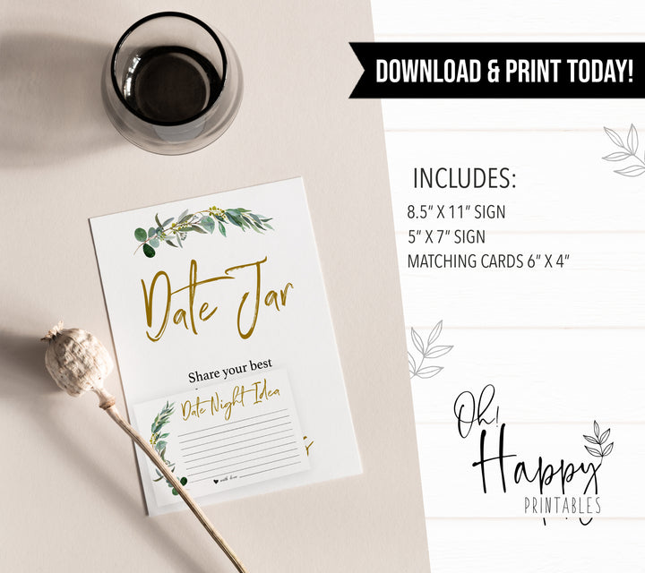 Date Night Jar Bridal Game - Eucalyptus Leaf