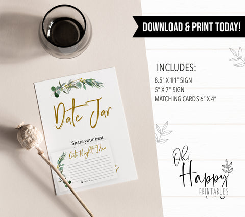 Date Night Jar Bridal Game - Eucalyptus Leaf