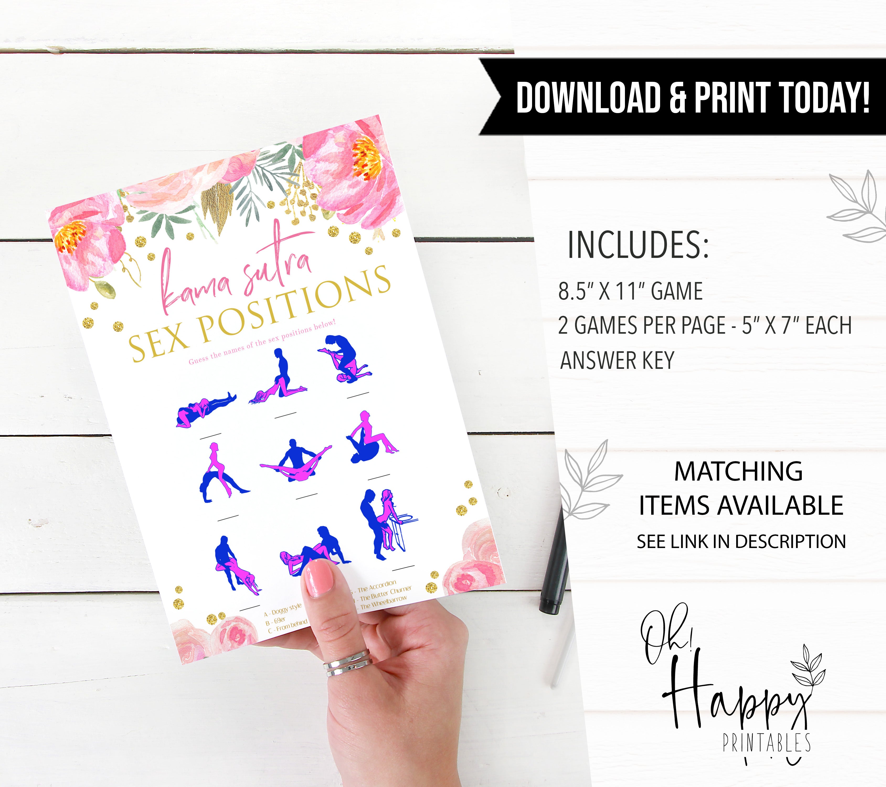 sex positions game, printable bridal shower games, blush floral bridal shower games, fun bridal shower games