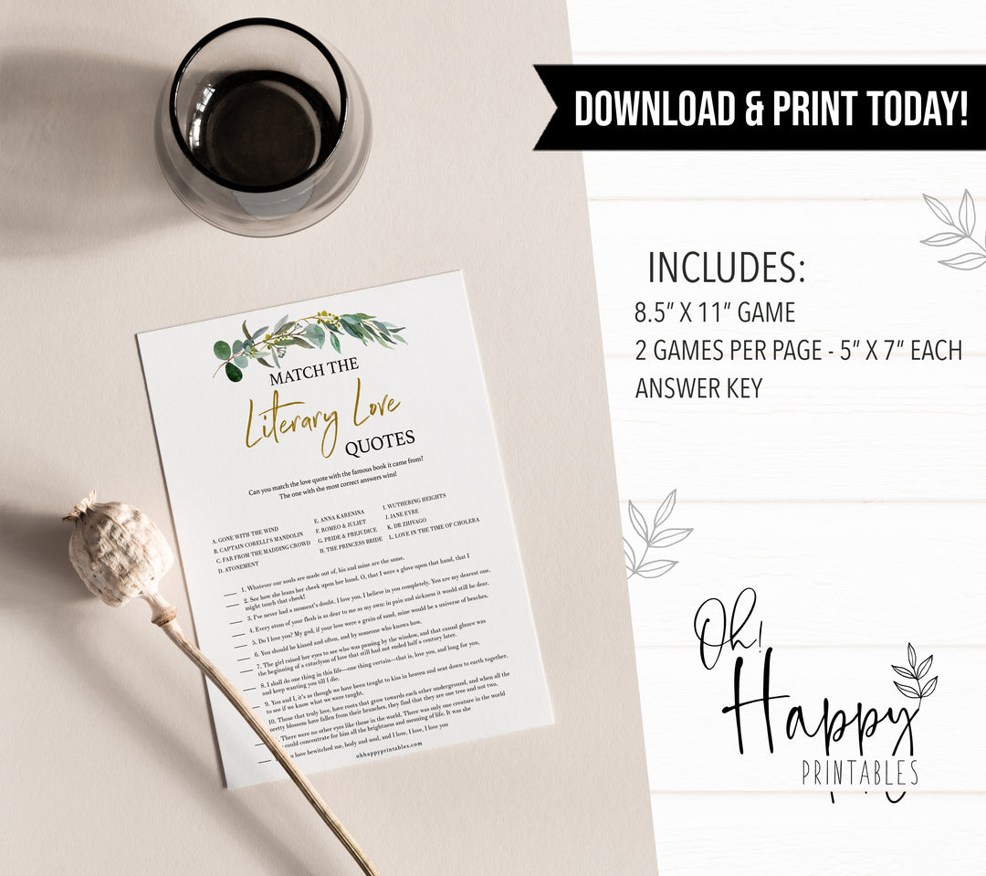 Bridal shower games, printable bridal shower games, eucalyptus greenery bridal games