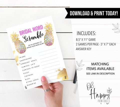 Bridal Word Scramble - Gold Pineapple