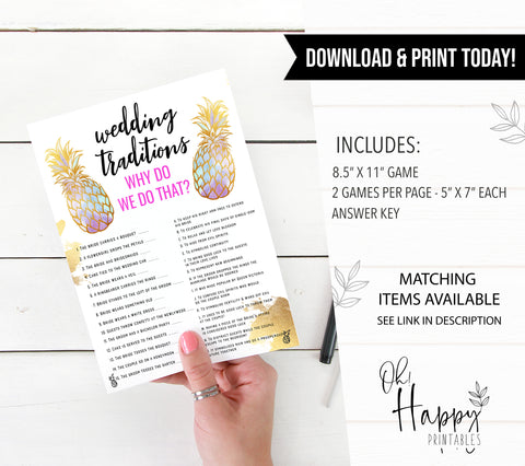 Wedding Traditions Trivia Game - Gold Pineapple
