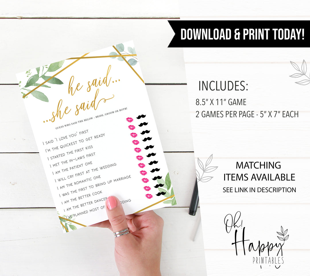 He Said She Said - Gold Greenery