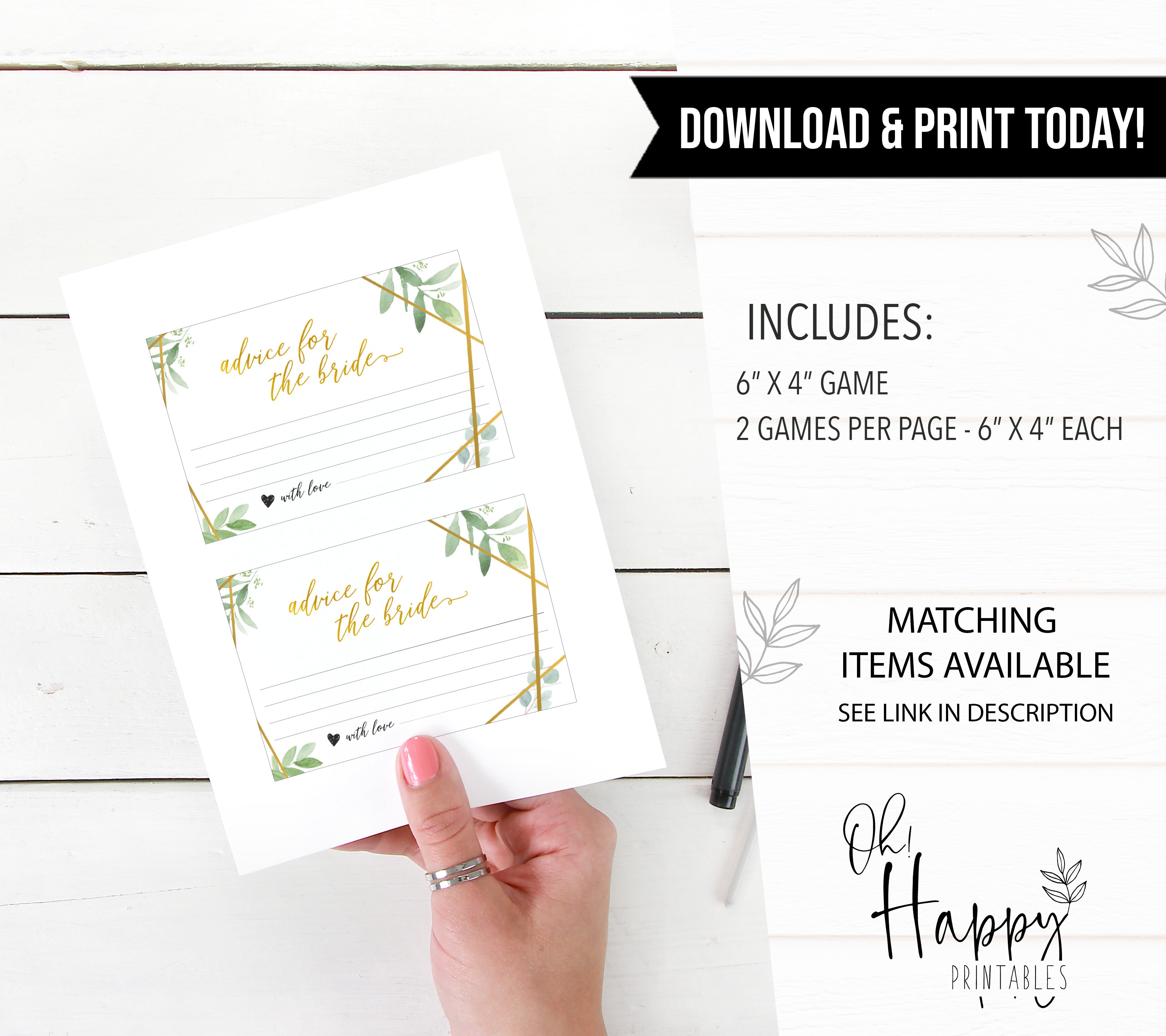 advice for he bride floral gold geometric bridal shower games