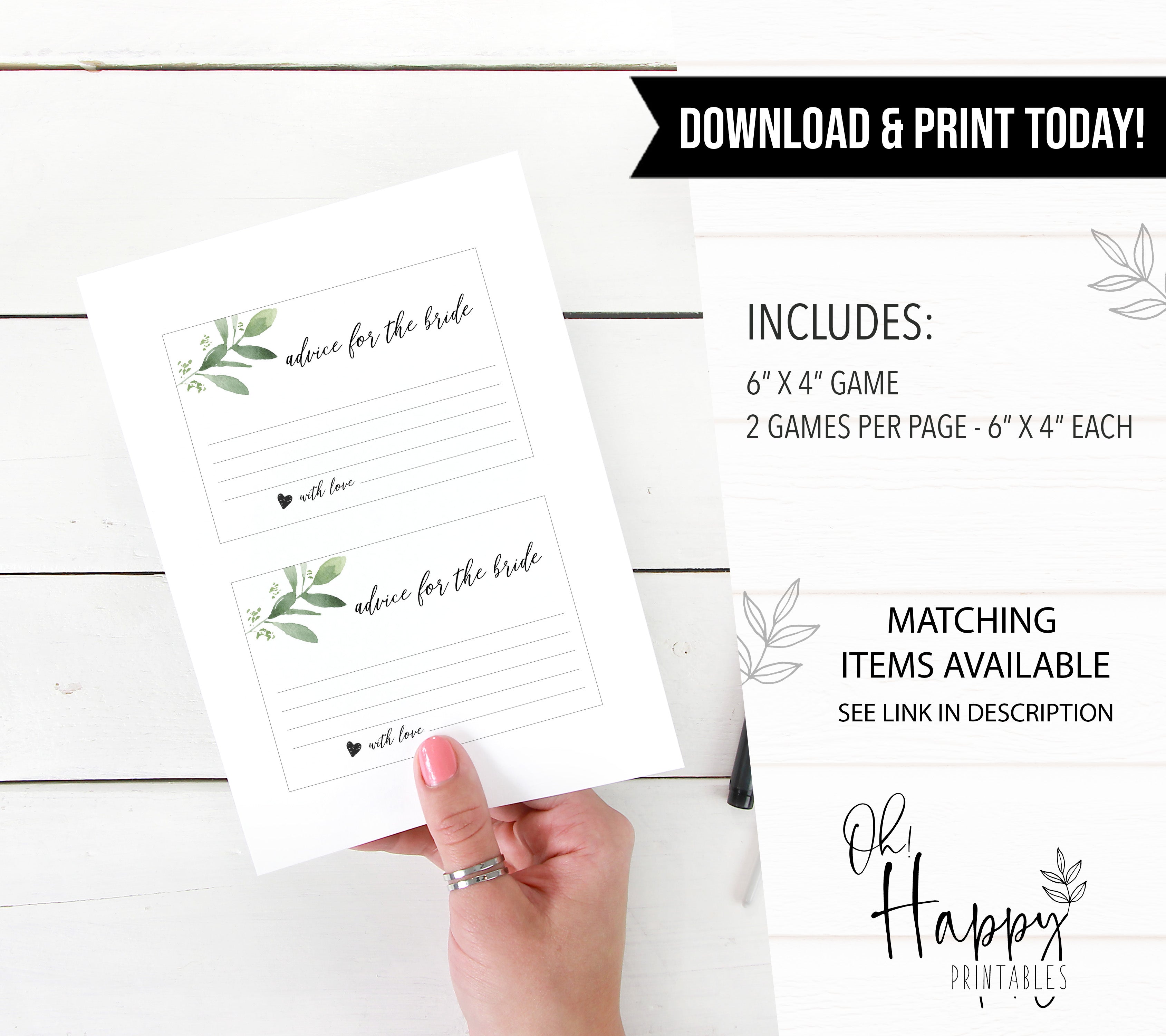 advice for the bride cards, greenery bridal shower, fun bridal shower games, bachelorette party games, floral bridal games, hen party ideas