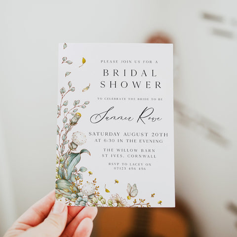 editable summer garden bridal shower invitation, printable floral bridal shower invitation, summer garden bridal theme