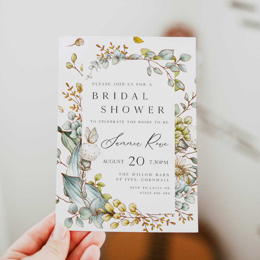 editable summer garden bridal shower invitation, printable floral bridal shower invitation, summer garden bridal theme