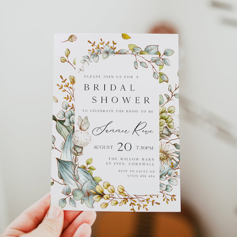 editable summer garden bridal shower invitation, printable floral bridal shower invitation, summer garden bridal theme