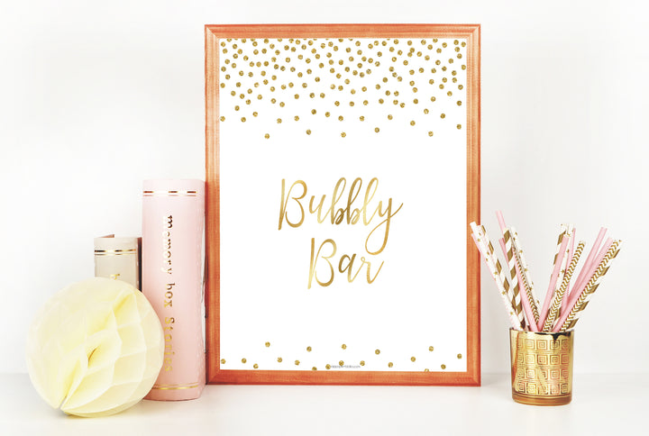 Bubbly Bar Sign - Gold Foil