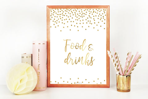Food & Drinks Table Sign - Gold Foil