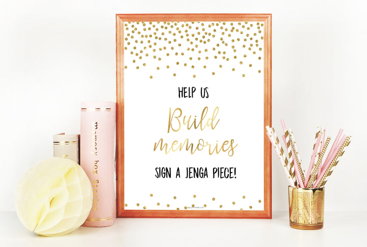 Build Memories Jenga Sign - Gold Foil